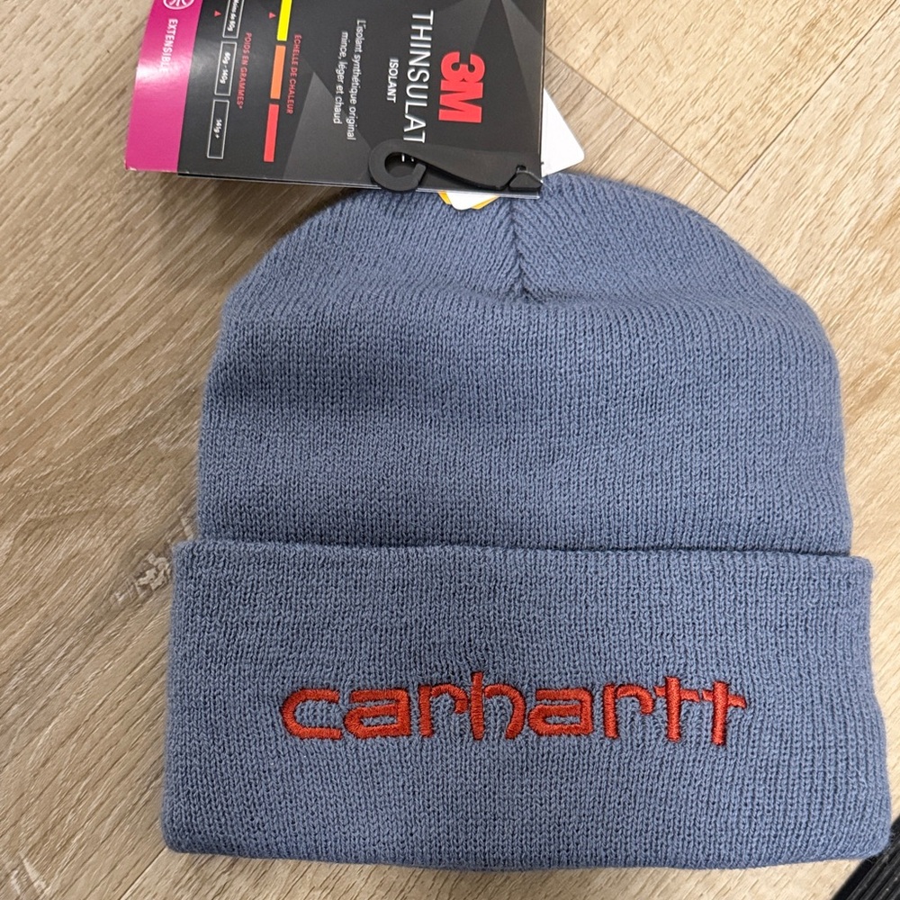 Carhartt Gray Beanie with Orange Logo